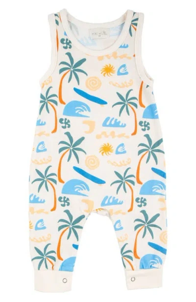 Miki Miette Babies'  Drew Sleeveless Stretch Cotton Romper In Polynesia