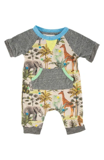 Miki Miette Babies' Henry Short Sleeve Romper In Safari