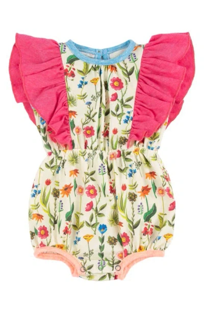 Miki Miette Babies' Isla Floral Ruffle Bubble Romper In Wildflowers