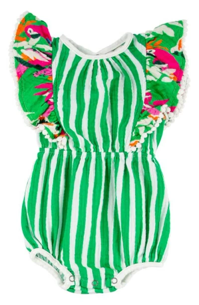 Miki Miette Babies'  Isla Stripe Cotton Gauze Bubble Bodysuit In Blue