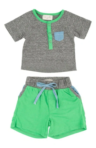 Miki Miette Babies' Jax Henley T-shirt & Colorblock Shorts Set In Ipanema