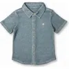 Miki Miette Babies'  Jerry Short Sleeve Buttondown In Blue