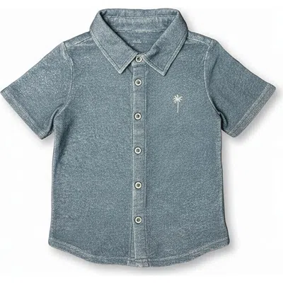 Miki Miette Babies'  Jerry Short Sleeve Buttondown In Blue