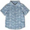 Miki Miette Babies'  Jerry Short Sleeve Buttondown In Blue