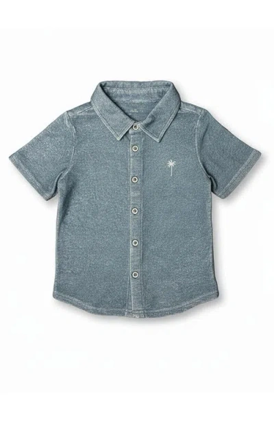 Miki Miette Kids'  Jerry Short Sleeve Buttondown In Blue