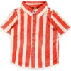 Miki Miette Babies'  Jerry Short Sleeve Buttondown In Red