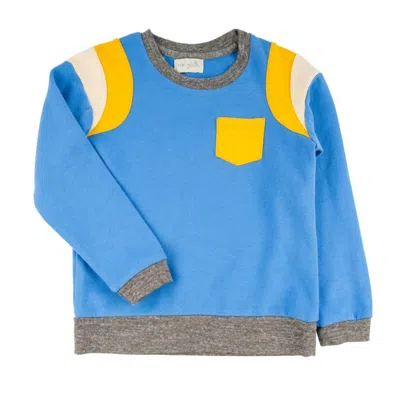Miki Miette Kids Atlas Long Sleeve Pullover Sweater In Warriors In Blue