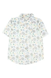 Miki Miette Kids' Jerry Racket Print Short Sleeve Cotton Button-up Shirt In Badminton