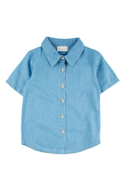 Miki Miette Kids' Jerry Surf Short Sleeve Cotton Graphic Button-up Shirt In Point Break