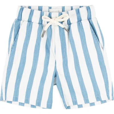 Miki Miette Kids' Logan Stripe Chambray Pull-on Shorts In Blue