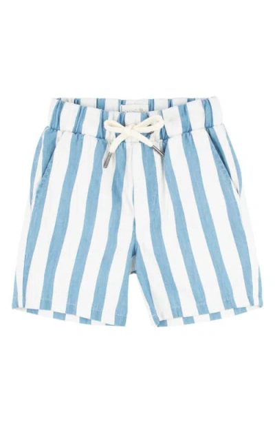 Miki Miette Kids' Logan Stripe Cotton Drawstring Waist Shorts In Point Break