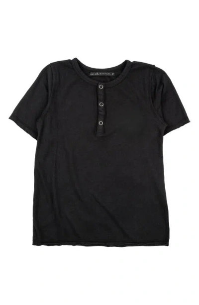 Miki Miette Kids' Pauli Short Sleeve Henley In Black