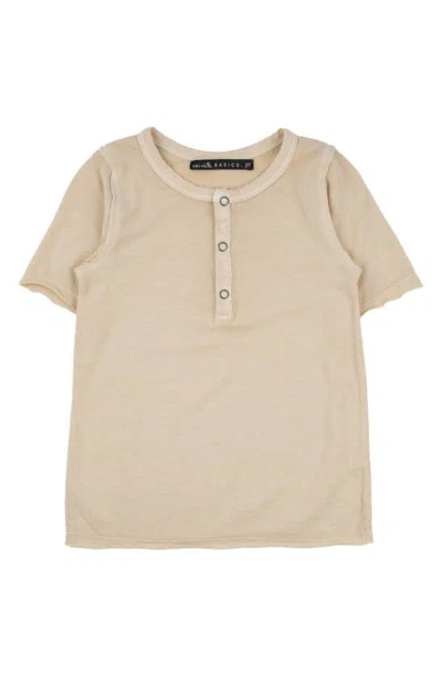 Miki Miette Kids' Pauli Short Sleeve Henley In Oatmeal