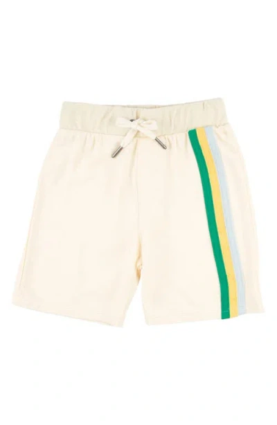 Miki Miette Kids' Rusty Accent Stripe French Terry Shorts In Neutral