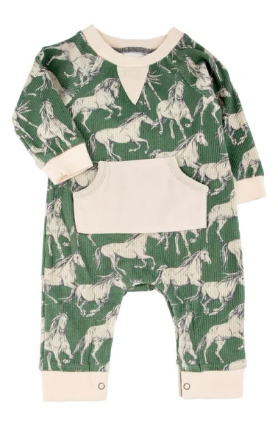 Miki Miette Babies'  Nova Horse Print Cotton Romper In Wild Horses