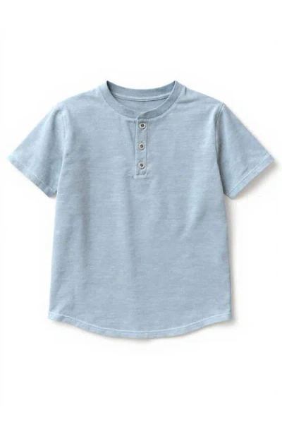 Miki Miette Kids'  Pauli Cotton Blend Short Sleeve Henley In Blue