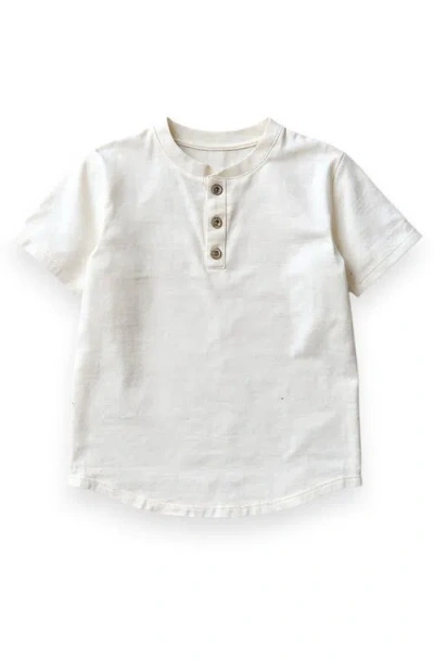 Miki Miette Kids'  Pauli Cotton Blend Short Sleeve Henley In White