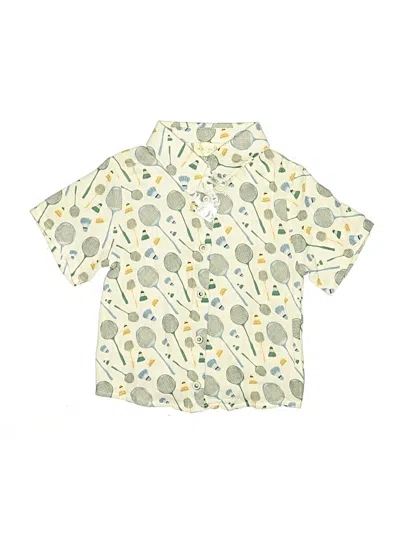 Pre-owned Miki Miette Kids' Short Sleeve Button Down Shirt In Ivory