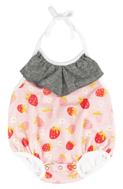 Miki Miette Babies' Star Halter Bubble Romper In Strawberry Fields