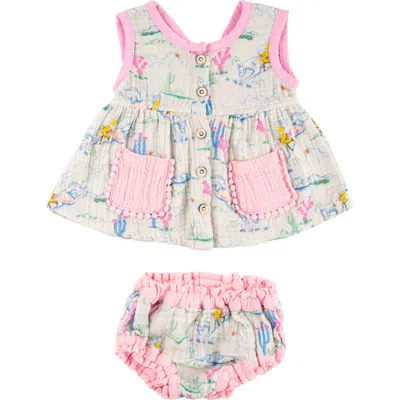Miki Miette Babies'  Taylor Cotton Gauze Tank & Bloomers Set In Western Sun