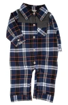 Miki Miette Teddy Plaid Cotton Romper In Yosemite