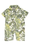 MIKI MIETTE MIKI MIETTE THOMAS LEAF PRINT SHORT SLEEVE BUTTON-UP ROMPER