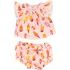 Miki Miette Yasi Flutter Sleeve Top & Bloomers Set In Pink