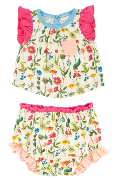 Miki Miette Babies'  Yasi Ruffle Sleeve Top & Bloomers Set In Wildflowers