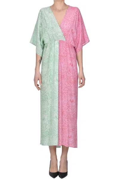 Miki Thumb Printed Silk Dress In Multicoloured