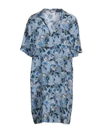 Miki Thumb Woman Mini Dress Light Blue Size M Silk