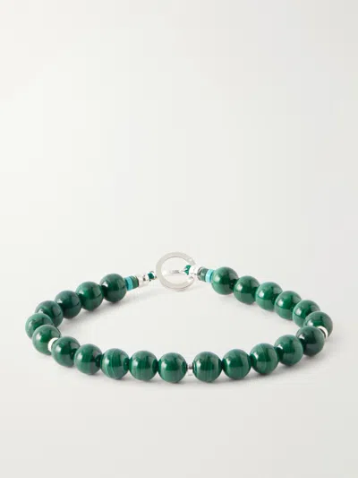 Mikia Circle8 Sterling Silver And Malachite Beaded Bracelet In Green