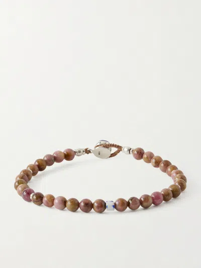 Mikia Circle8 Sterling Silver, Tourmaline Cat's Eye And Charoite Beaded Bracelet In Brown
