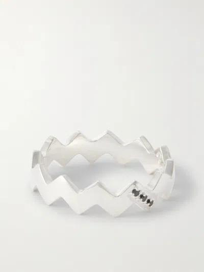 Mikia Snake Sterling Silver Diamond Ring