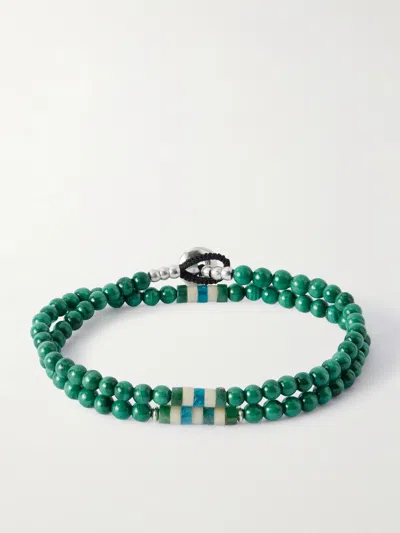 Mikia Sterling Silver Malachite Bracelet In Green