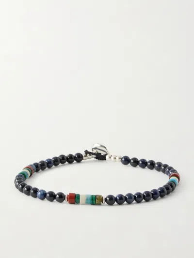 Mikia Sterling Silver Multi-stone Beaded Bracelet In Blue