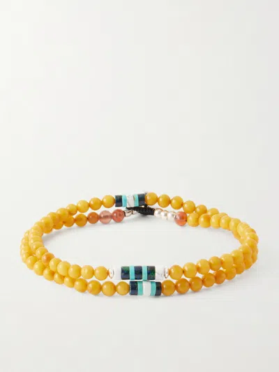 Mikia Sterling Silver Multi-stone Beaded Bracelet In Yellow