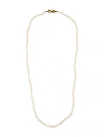 Pre-owned Mikimoto 14k Pearl Bead Strand Necklace, 24" In Multi