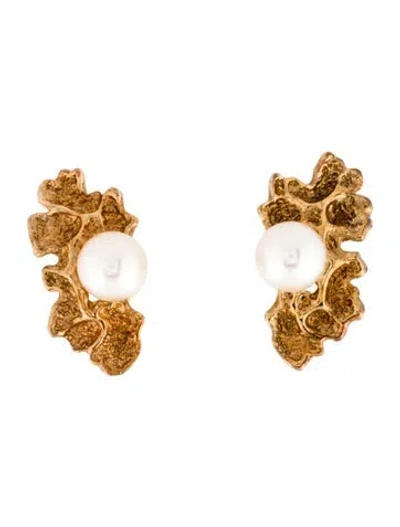 Pre-owned Mikimoto 14k Pearl Clip-on Earrings In Multi