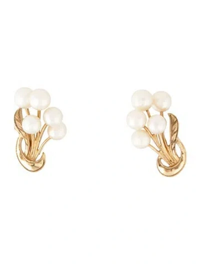 Pre-owned Mikimoto 14k Pearl Clip-on Earrings In Multicolor