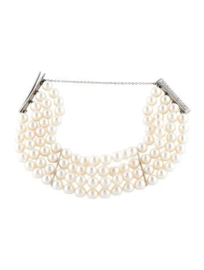 Pre-owned Mikimoto 14k Pearl Multistrand Bracelet