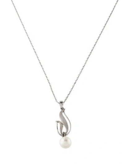 Pre-owned Mikimoto 14k Pearl Pendant Necklace, 17" In Multi