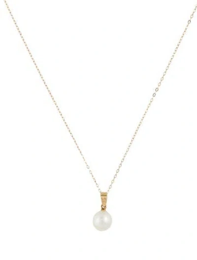Pre-owned Mikimoto 14k Pearl Pendant On Unbranded Chain, 18" In Multi