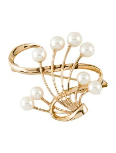 Pre-owned Mikimoto 14k Pearl Pin Brooch In Multi