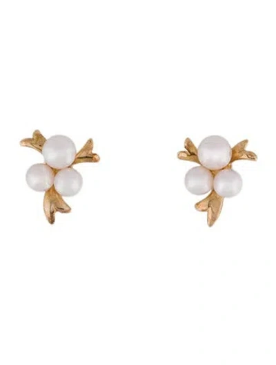 Pre-owned Mikimoto 14k Pearl Screw Clip-on Earrings In Multi