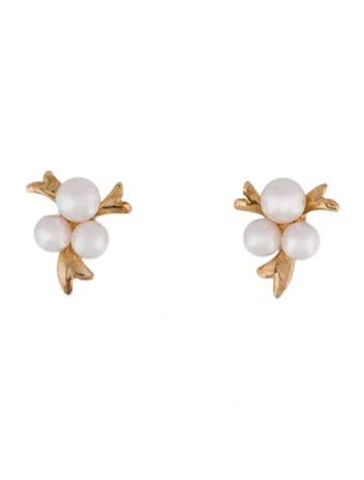Pre-owned Mikimoto 14k Pearl Screw Clip-on Earrings In Multicolor