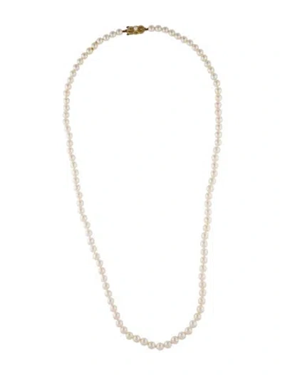 Pre-owned Mikimoto 14k Pearl Strand Necklace, 27" In Multi