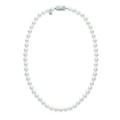 Mikimoto 18" Akoya Cultured Pearl Strand Necklace 7.5 X 7mm A Grade  18k White Gold Clasp