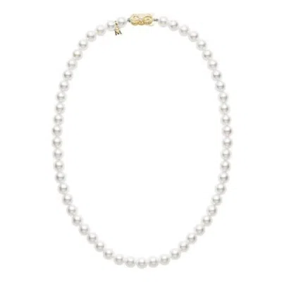 Mikimoto 18" Akoya Cultured Pearl Strand Necklace 8 X 7.5mm A Grade - 18k Yellow Gold Clasp