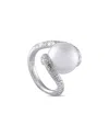 Mikimoto 18k White Gold 1.0ct Diamond And Pearl Ring Mk06-051325 In White