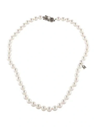 Pre-owned Mikimoto 18k Akoya Cultured Pearl Bead Strand Necklace, 16" In Multi